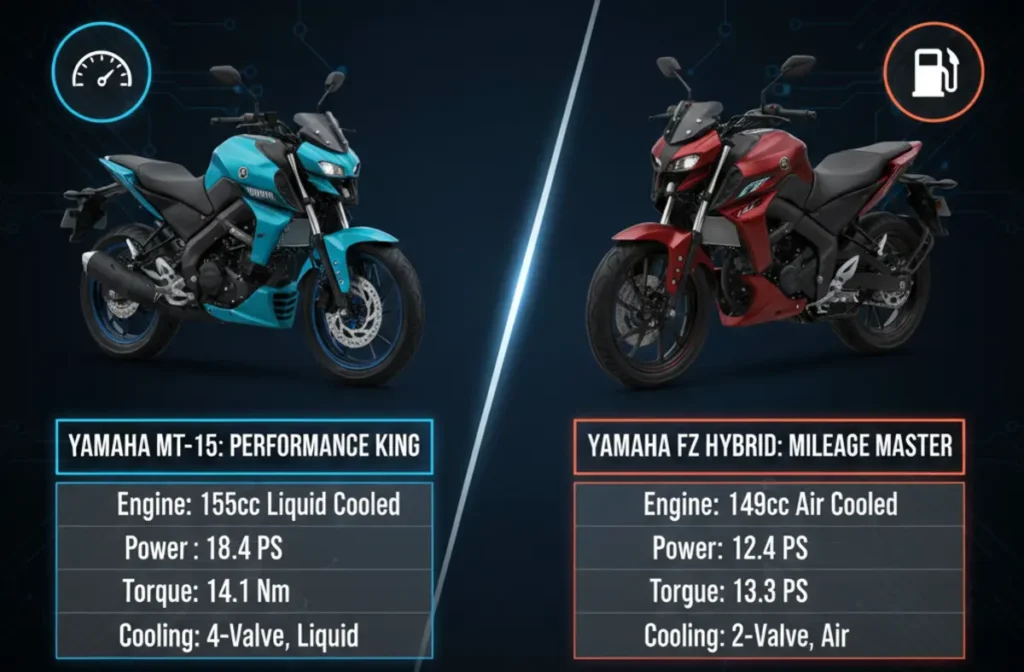 Yamaha FZ Hybrid vs MT-15